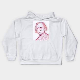 Franz Liszt Portrait | Franz Liszt Artwork | Line Art Kids Hoodie